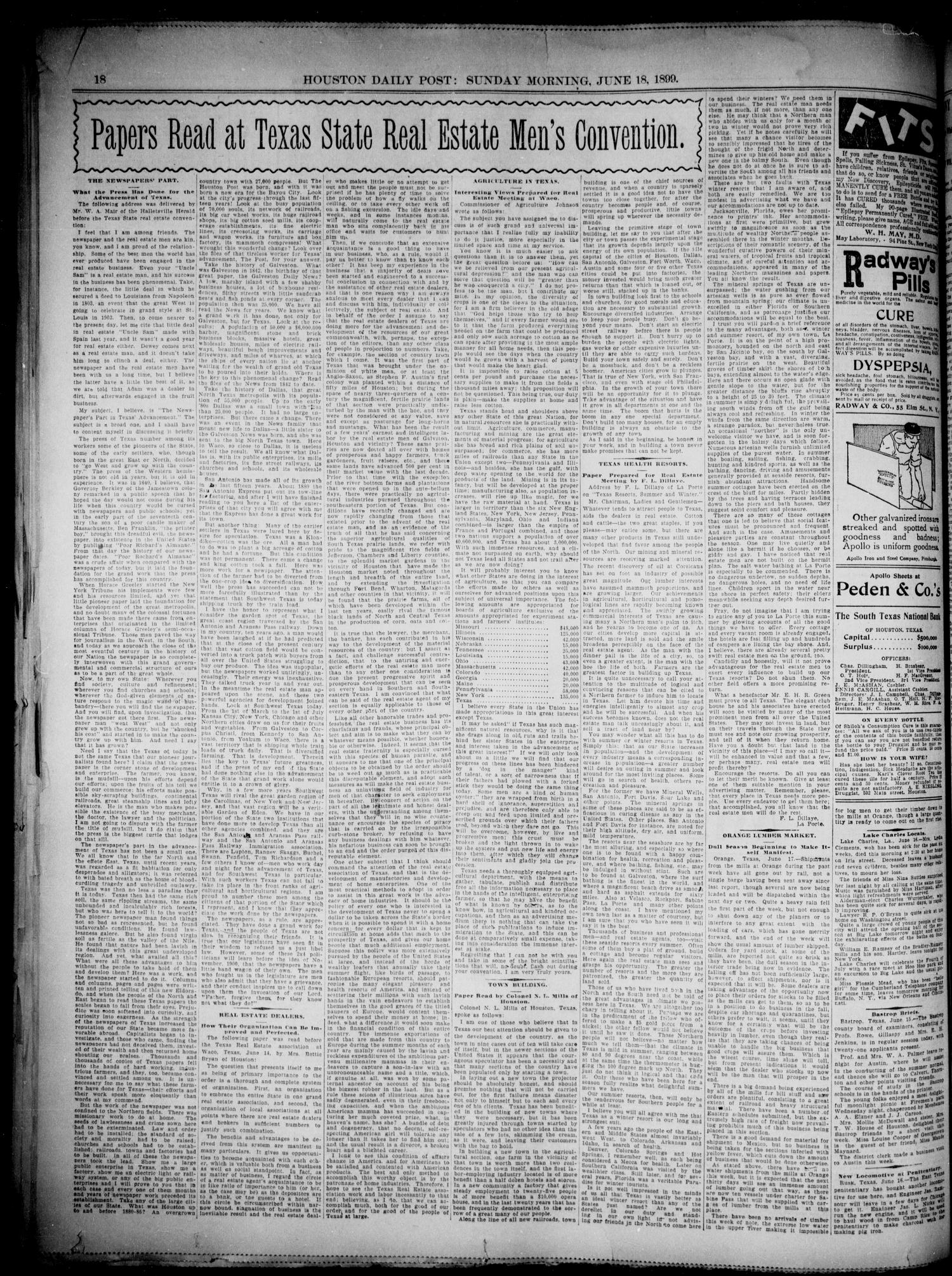 The Houston Daily Post (Houston, Tex.), Vol. XVth Year, No. 75, Ed. 1, Sunday, June 18, 1899
                                                
                                                    [Sequence #]: 18 of 26
                                                