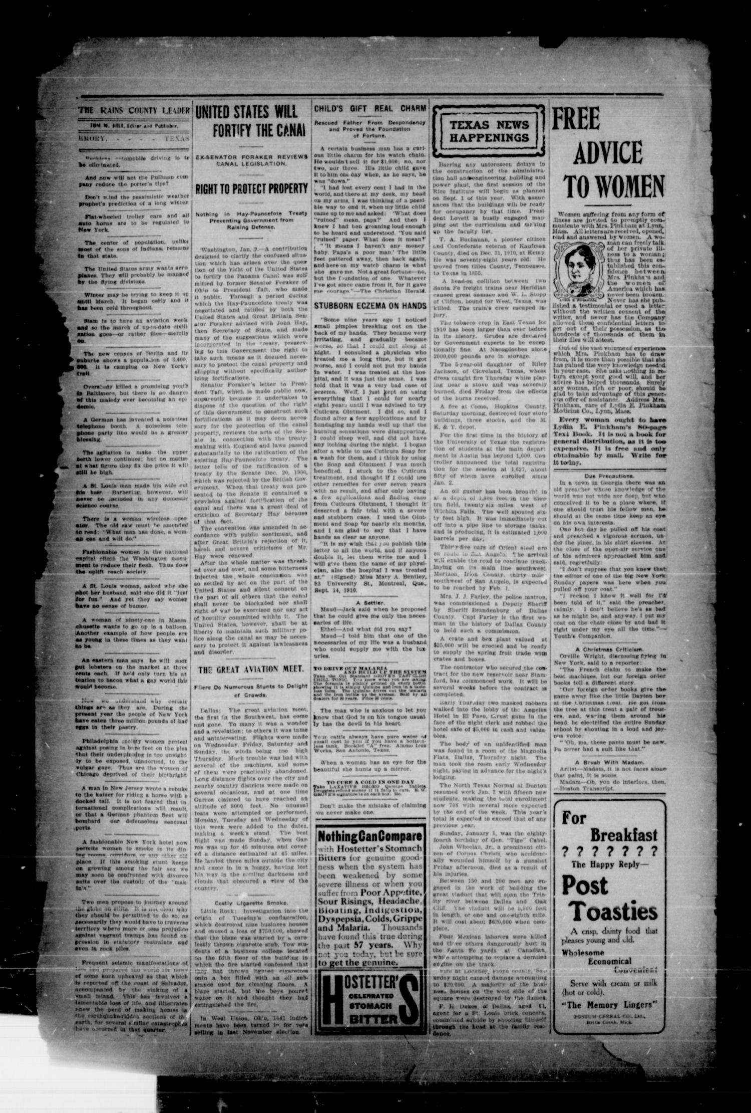 Rains County Leader. (Emory, Tex.), Vol. 23, No. 2, Ed. 1 Friday, January 13, 1911
                                                
                                                    [Sequence #]: 3 of 8
                                                