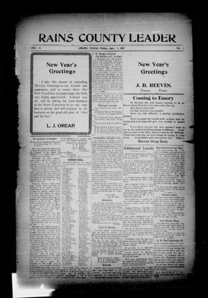 Rains County Leader (Emory, Tex.), Vol. 30, No. 1, Ed. 1 Friday, January 5, 1917