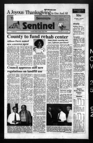 The Seminole Sentinel (Seminole, Tex.), Vol. 86, No. 9, Ed. 1 Wednesday, November 25, 1992