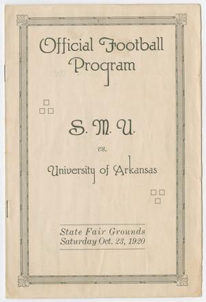 Primary view of object titled '[Program: Southern Methodist University Football Game, October 23, 1920]'.
