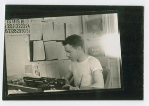 [Photograph of Fisher Lloyd Forrest at a Typewriter]