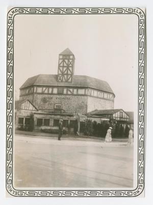 Primary view of object titled '[Photograph of Globe Theatre Exhibit at Texas State Fair]'.