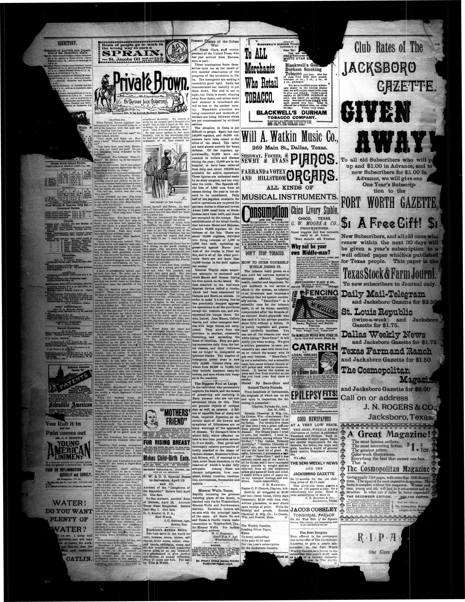 Jacksboro Gazette. (Jacksboro, Tex.), Vol. 16, No. 50, Ed. 1 Thursday, May 14, 1896
                                                
                                                    [Sequence #]: 4 of 6
                                                