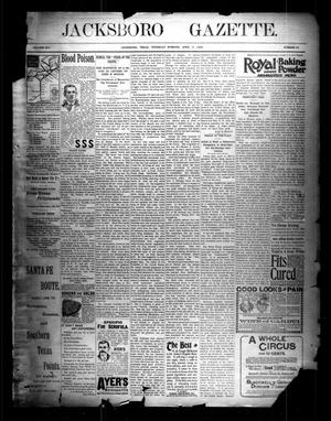 Jacksboro Gazette. (Jacksboro, Tex.), Vol. 16, No. 45, Ed. 1 Thursday, April 9, 1896