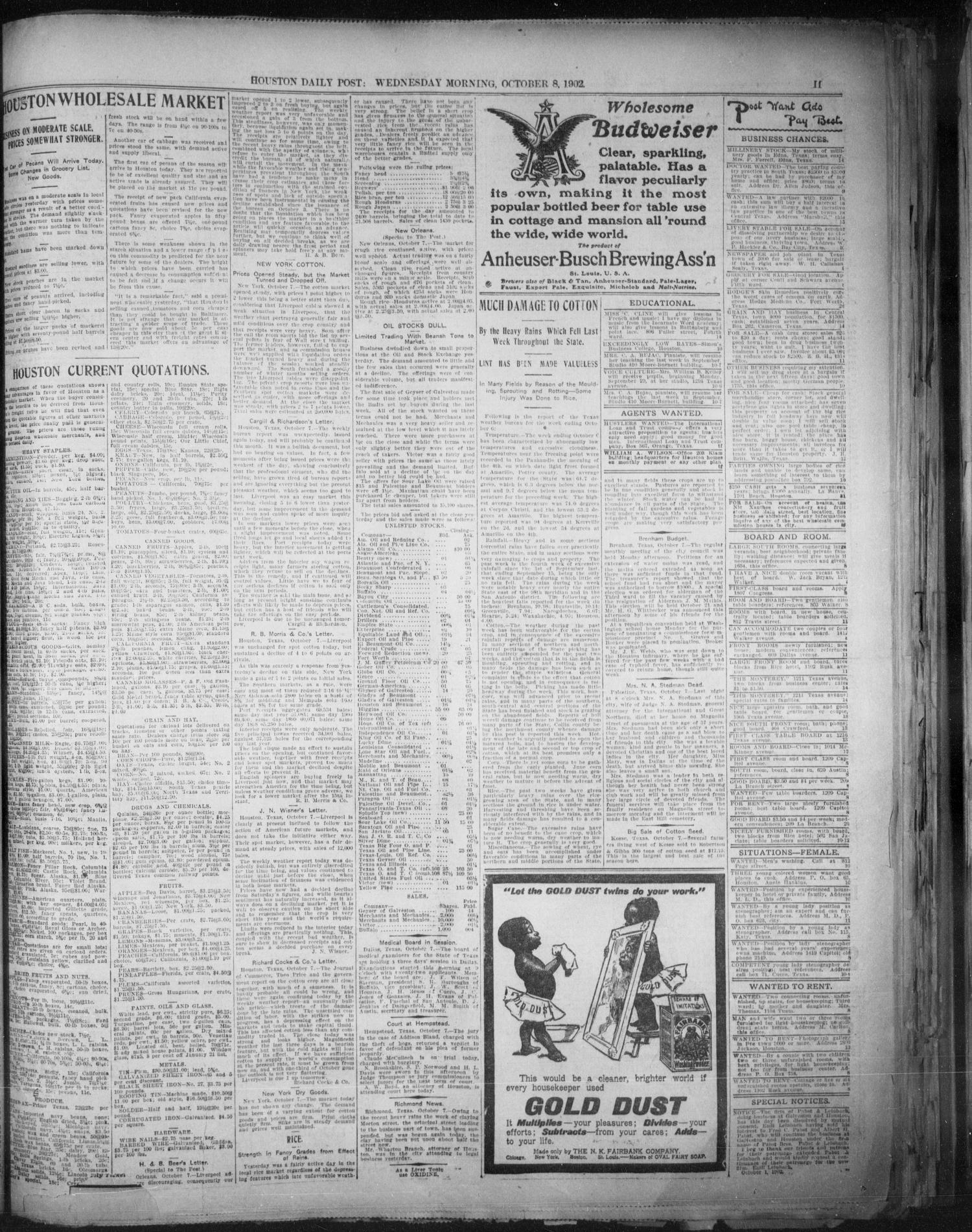 The Houston Daily Post (Houston, Tex.), Vol. XVIIIth Year, No. 187, Ed. 1, Wednesday, October 8, 1902
                                                
                                                    [Sequence #]: 11 of 12
                                                