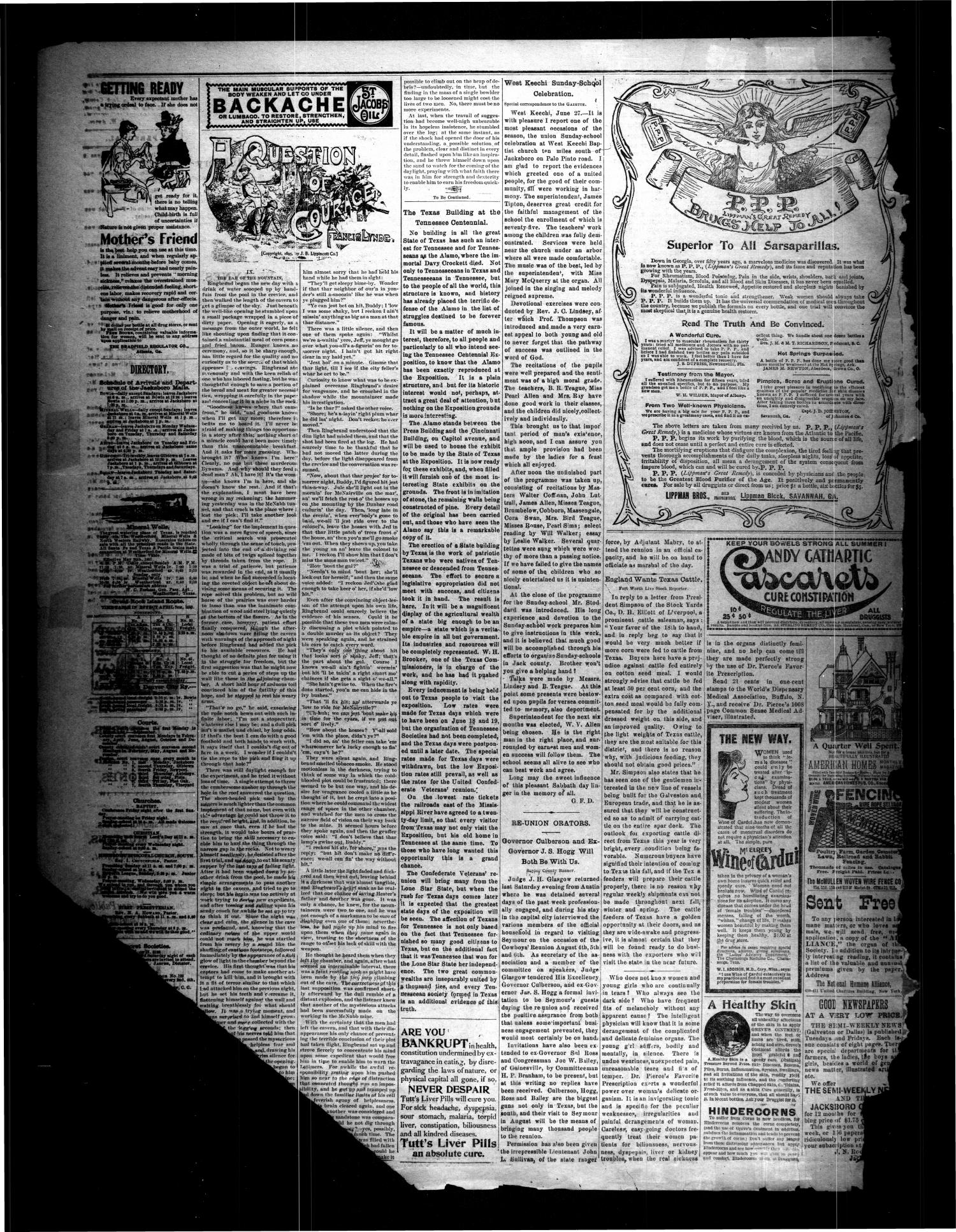 Jacksboro Gazette. (Jacksboro, Tex.), Vol. 18, No. 5, Ed. 1 Thursday, July 1, 1897
                                                
                                                    [Sequence #]: 4 of 4
                                                