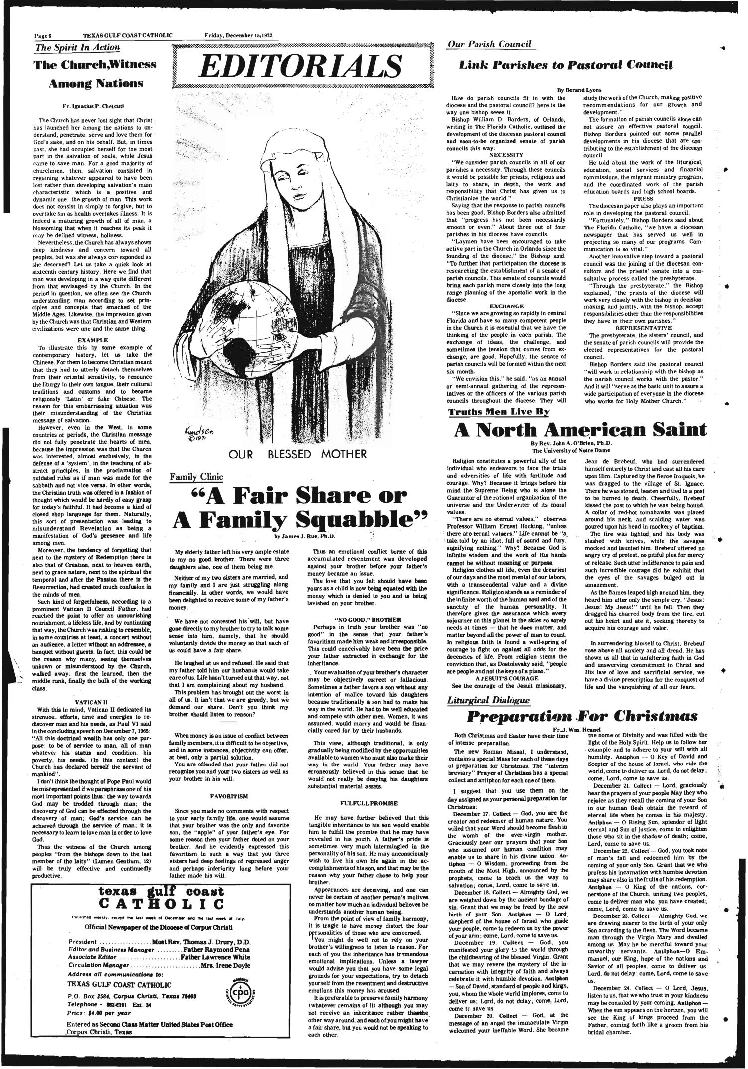 Texas Gulf Coast Catholic (Corpus Christi, Tex.), Vol. 3, No. 32, Ed. 1 Friday, December 15, 1972
                                                
                                                    [Sequence #]: 6 of 8
                                                