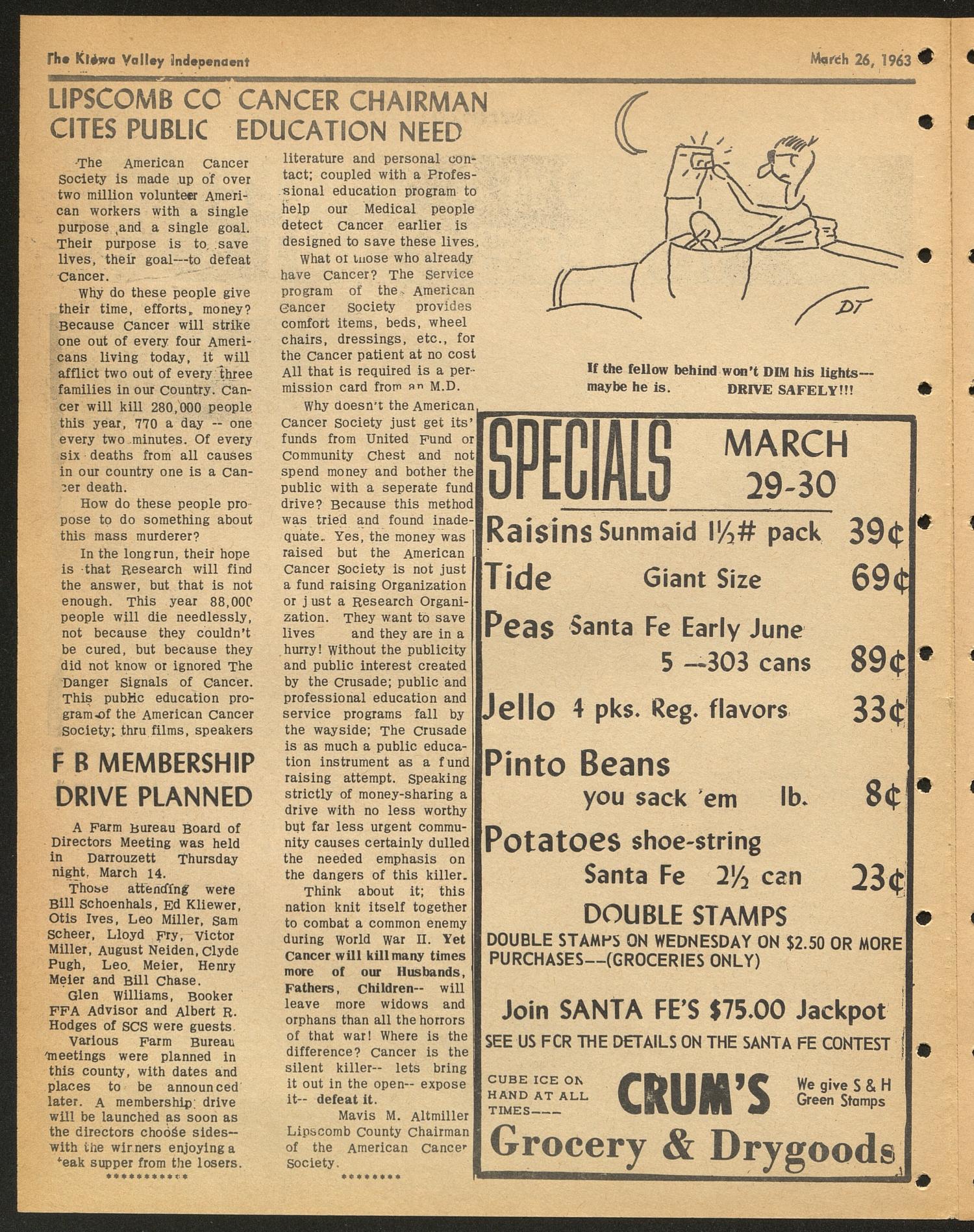 The Kiowa Valley Independent (Darrouzett, Tex.), Vol. 1, No. 26, Ed. 1 Tuesday, March 26, 1963
                                                
                                                    [Sequence #]: 2 of 8
                                                