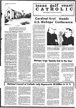 Primary view of object titled 'Texas Gulf Coast Catholic (Corpus Christi, Tex.), Vol. 7, No. 31, Ed. 1 Friday, November 26, 1971'.