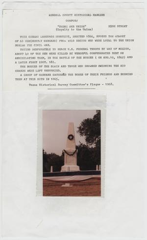 Primary view of object titled '[Description of Treue Der Union Civil War Monument]'.