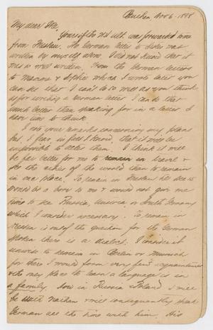 Primary view of object titled '[Letter from Daniel Webster Kempner to Isaac Herbert Kempner, November, 6, 1898]'.