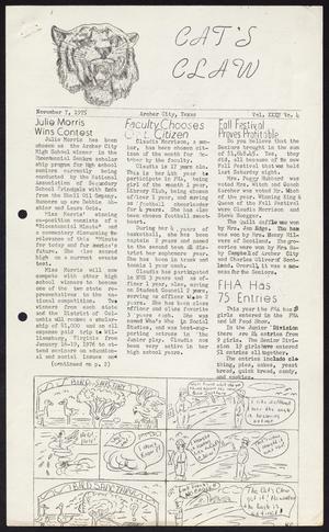 Cat's Claw (Archer City, Tex.), Vol. 34, No. 4, Ed. 1 Friday, November 7, 1975