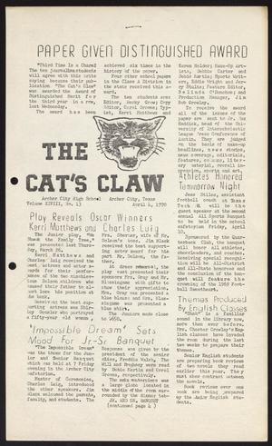 The Cat's Claw (Archer City, Tex.), Vol. 28, No. 13, Ed. 1 Friday, April 3, 1970