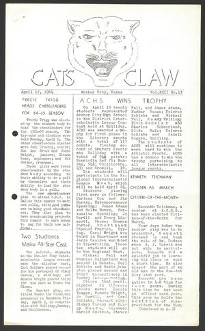 Primary view of object titled 'Cats Claw (Archer City, Tex.), Vol. 22, No. 13, Ed. 1 Friday, April 17, 1964'.