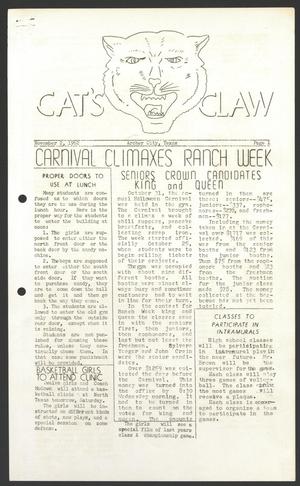 Primary view of object titled 'Cat's Claw (Archer City, Tex.), Vol. 21, No. 3, Ed. 1 Friday, November 2, 1962'.