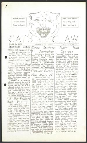 Cat's Claw (Archer City, Tex.), Vol. 24, No. 13, Ed. 1 Thursday, April 7, 1966