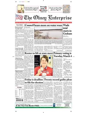 Primary view of object titled 'The Olney Enterprise (Olney, Tex.), Vol. 105, No. 52, Ed. 1 Thursday, February 27, 2014'.
