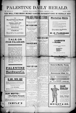 Primary view of object titled 'Palestine Daily Herald (Palestine, Tex.), Vol. 8, No. 169, Ed. 1, Saturday, February 19, 1910'.