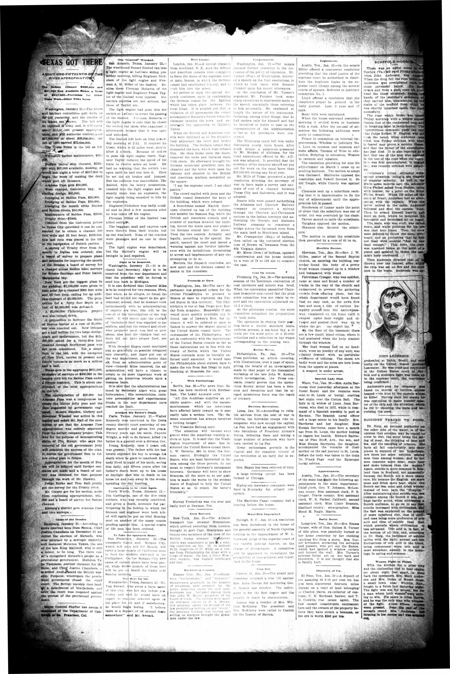 The Cuero Daily Record. (Cuero, Tex.), Vol. 10, No. 21, Ed. 1 Sunday, January 22, 1899
                                                
                                                    [Sequence #]: 2 of 12
                                                