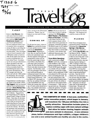 Primary view of object titled 'Texas Travel Log, April 1996'.