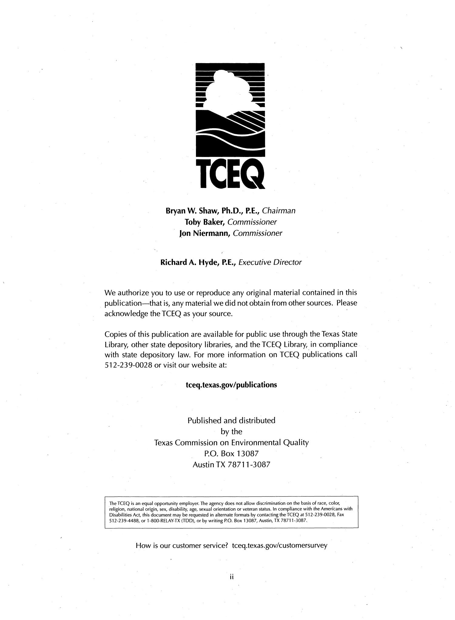 Texas Commission on Environmental Quality Annual Financial Report: 2015
                                                
                                                    II
                                                