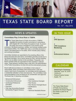 Texas State Board Report, Volume 127, May 2016