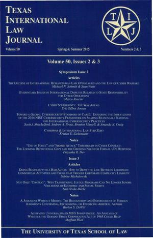 Texas International Law Journal, Volume 50, Numbers 2 & 3, Spring & Summer 2015