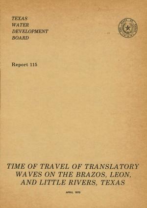 Primary view of object titled 'Time of Travel of Translatory Waves on the Brazos, Leon, and Little Rivers, Texas'.