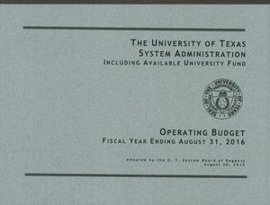 Primary view of object titled 'University of Texas System Administration Operating Budget: 2016'.