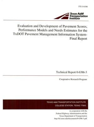 Performance Models and Needs Estimates for the TxDOT Pavement Management Information System