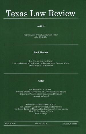 Texas Law Review, Volume 94, Number 4, March 2016