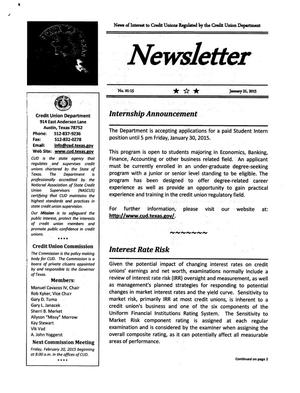 Credit Union Department Newsletter, Number 01-15, January 2015