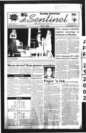 Primary view of object titled 'Seminole Sentinel (Seminole, Tex.), Vol. 96, No. 54, Ed. 1 Sunday, April 21, 2002'.