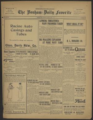 Primary view of object titled 'The Bonham Daily Favorite (Bonham, Tex.), Vol. 19, No. 292, Ed. 1 Monday, July 9, 1917'.
