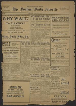 Primary view of object titled 'The Bonham Daily Favorite (Bonham, Tex.), Vol. 19, No. 233, Ed. 1 Tuesday, May 1, 1917'.