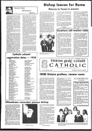 Primary view of object titled 'Texas Gulf Coast Catholic (Corpus Christi, Tex.), Vol. 14, No. 10, Ed. 1 Friday, July 21, 1978'.