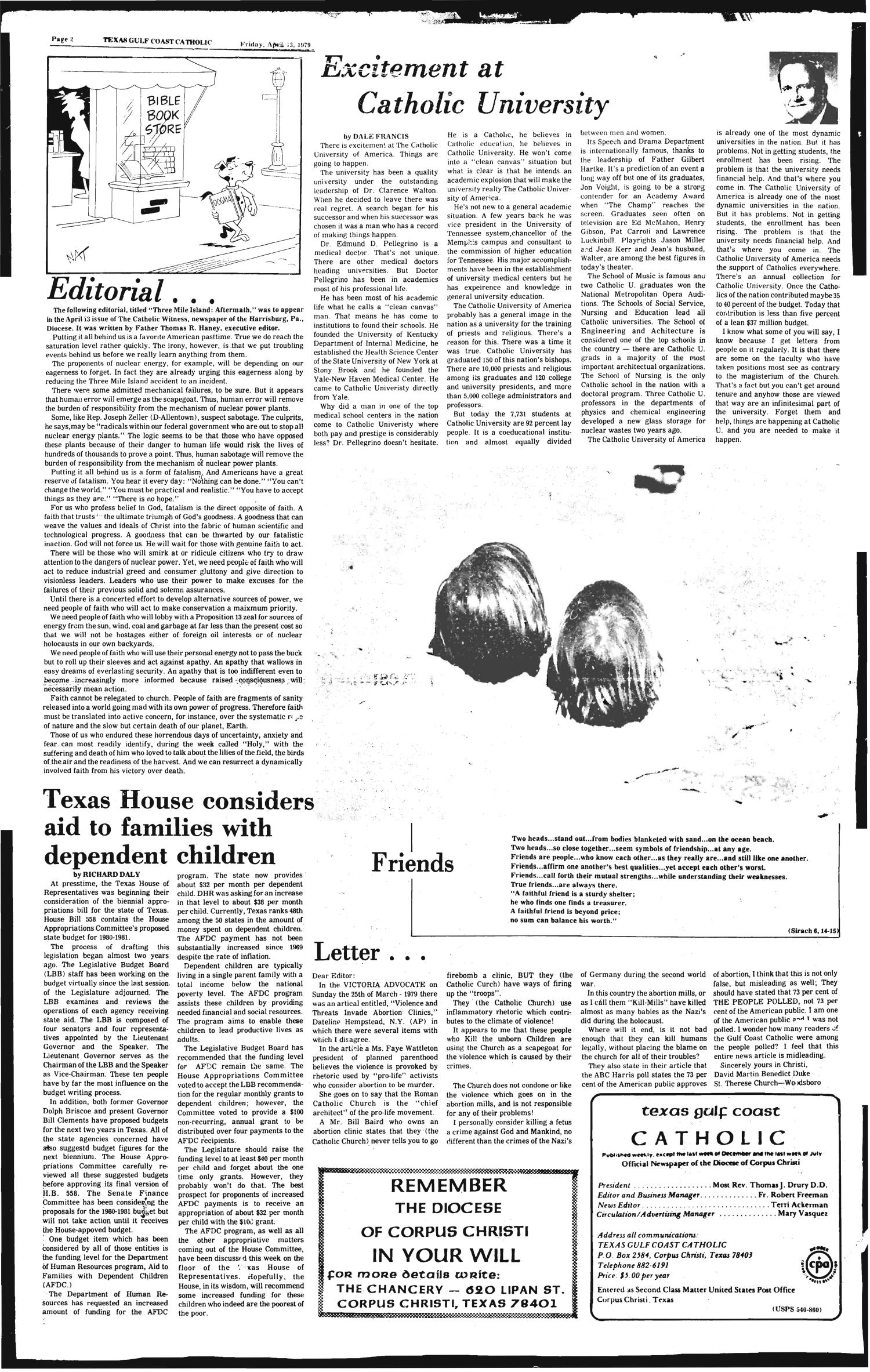 Texas Gulf Coast Catholic (Corpus Christi, Tex.), Vol. 14, No. 46, Ed. 1 Friday, April 20, 1979
                                                
                                                    [Sequence #]: 2 of 6
                                                