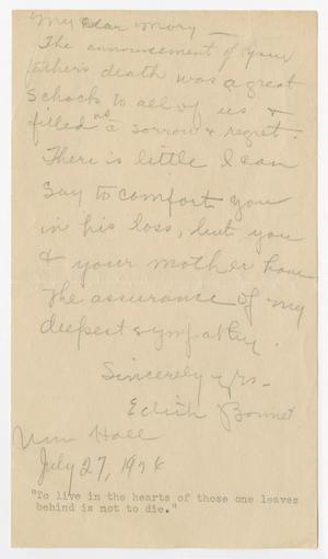 [Letter from Edith M. Bonnet to Mary, July 27, 1926]