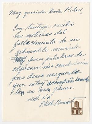 Primary view of object titled '[Letter from Edith Bonnet to Doña Pilar]'.