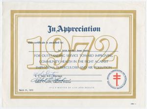 Primary view of object titled '[Certificate of Appreciation to Edith Bonnet]'.