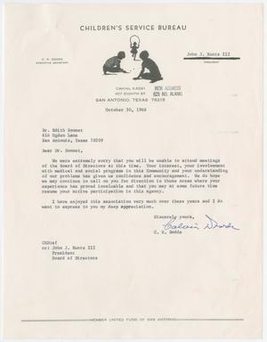 [Letter from C. H. Dodds to Edith Bonnet, October 30, 1968]