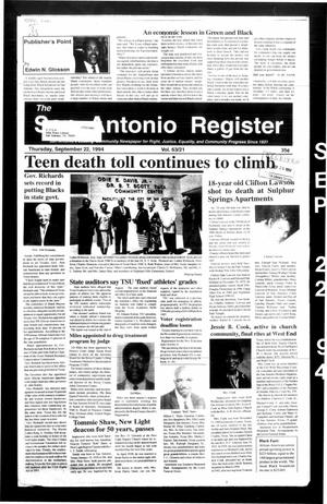 The San Antonio Register (San Antonio, Tex.), Vol. 63, No. 21, Ed. 1 Thursday, September 22, 1994