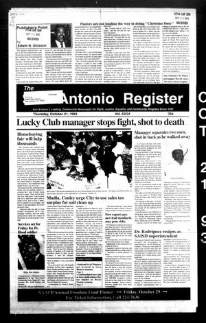 Primary view of object titled 'The San Antonio Register (San Antonio, Tex.), Vol. 62, No. 24, Ed. 1 Thursday, October 21, 1993'.