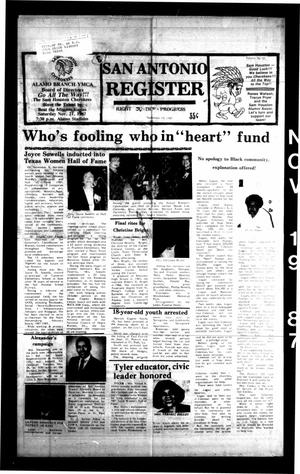 San Antonio Register (San Antonio, Tex.), Vol. 56, No. 32, Ed. 1 Thursday, November 19, 1987