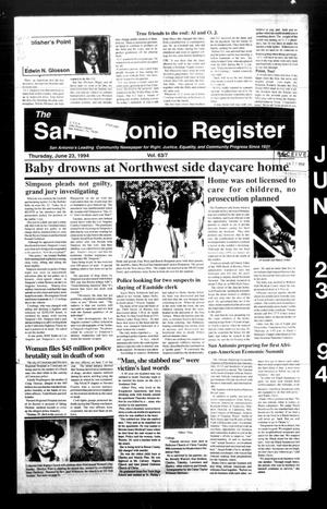 The San Antonio Register (San Antonio, Tex.), Vol. 63, No. 7, Ed. 1 Thursday, June 23, 1994