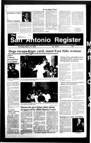 Primary view of object titled 'The San Antonio Register (San Antonio, Tex.), Vol. 62, No. 44, Ed. 1 Thursday, March 10, 1994'.
