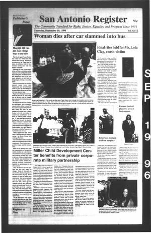 San Antonio Register (San Antonio, Tex.), Vol. 65, No. 12, Ed. 1 Thursday, September 19, 1996