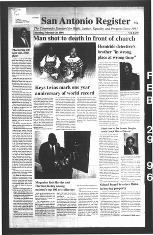 San Antonio Register (San Antonio, Tex.), Vol. 64, No. 39, Ed. 1 Thursday, February 29, 1996