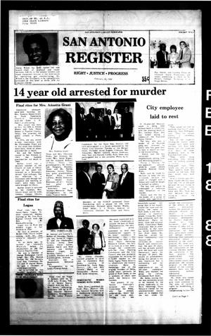 San Antonio Register (San Antonio, Tex.), Vol. 56, No. 43, Ed. 1 Thursday, February 18, 1988